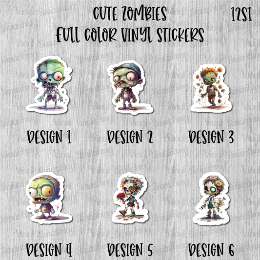 Cute Zombies - Full Color Vinyl Stickers (SHIPS IN 3-7 BUS DAYS)