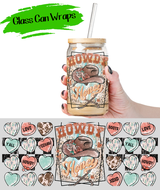 Howdy Honey Wrap for 16/20 oz Cups - UV DTF or Sublimation (SHIPS IN 3-7 BUS DAYS)