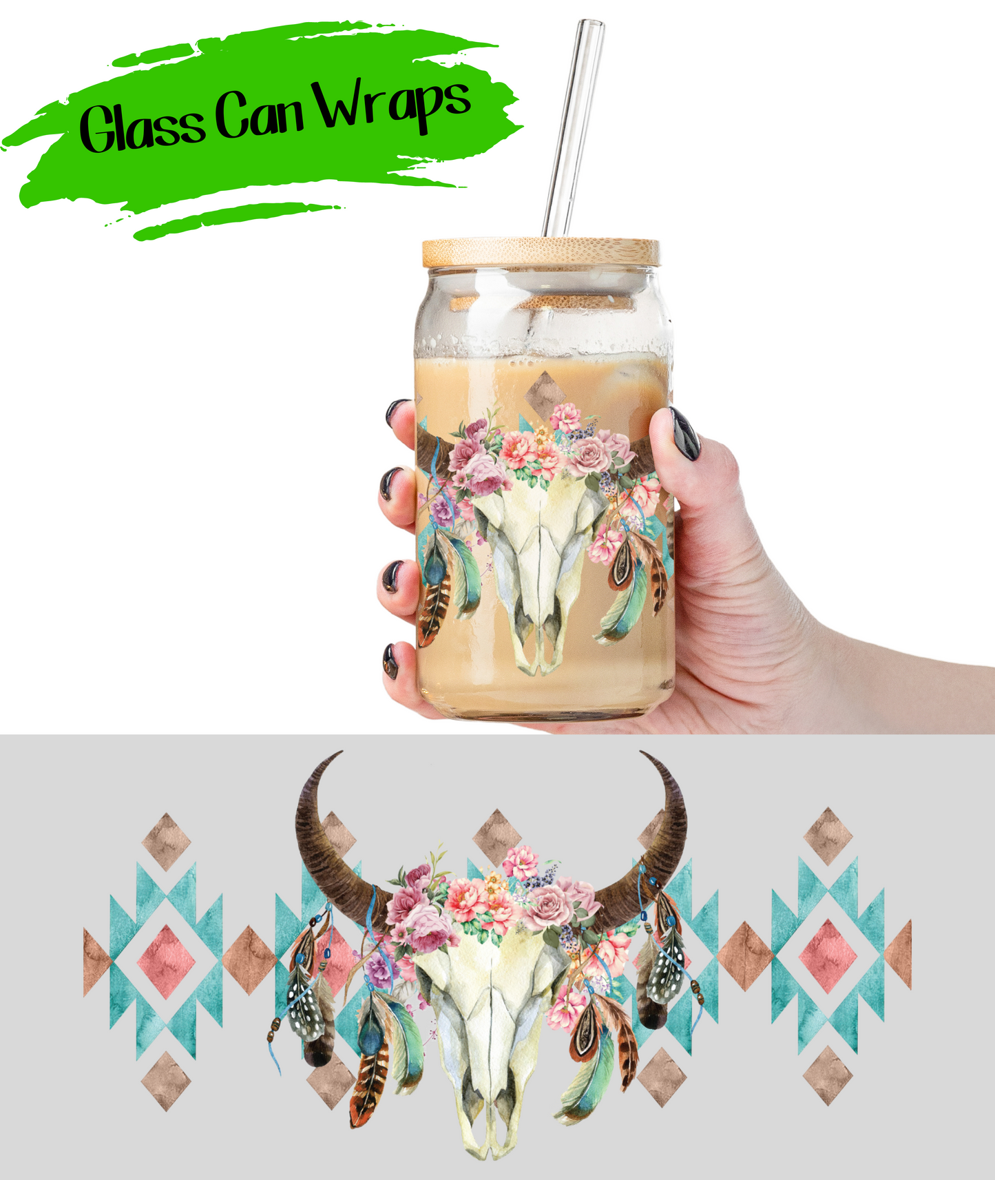 Chevron Skull - UV DTF | Cup Wrap | 16/20 oz