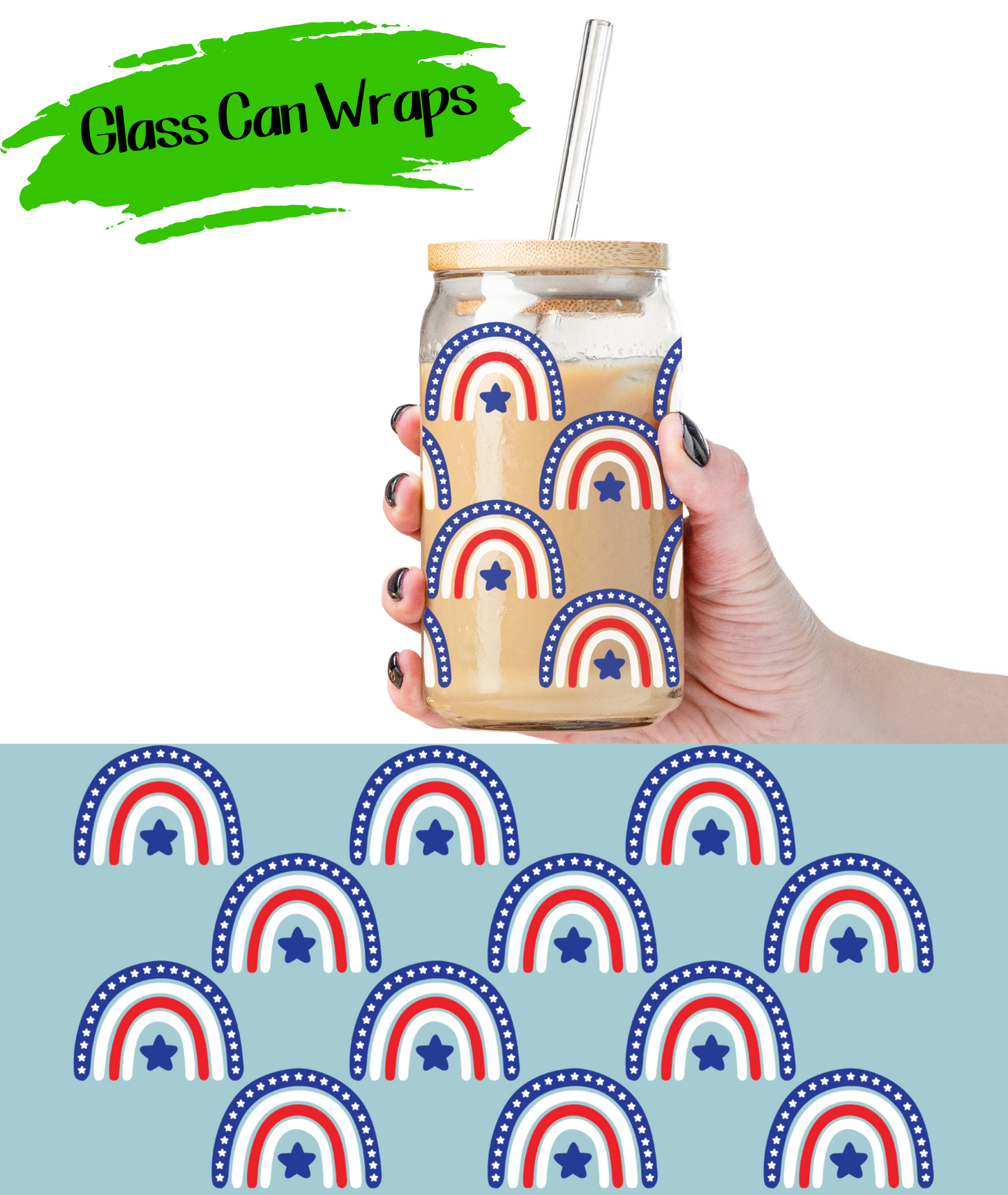 Patriotic Rainbows - UV DTF | Cup Wrap | 16/20 oz