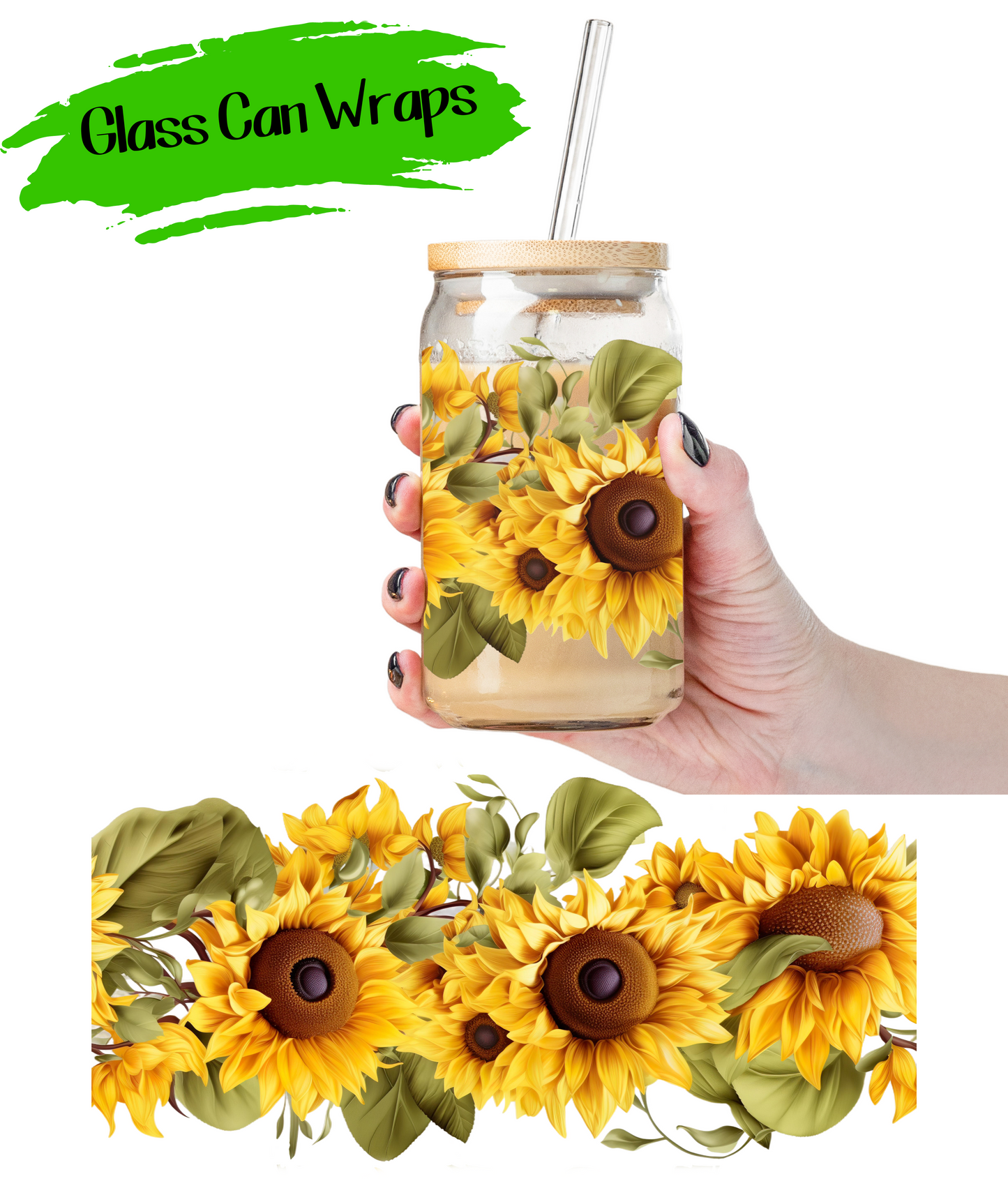 3D Sunflowers - UV DTF | Cup Wrap | 16/20 oz
