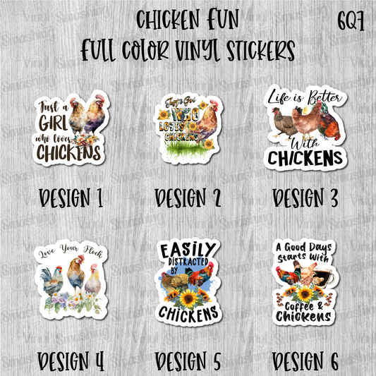 Chicken Fun - Full Color Vinyl Stickers (SHIPS IN 3-7 BUS DAYS)