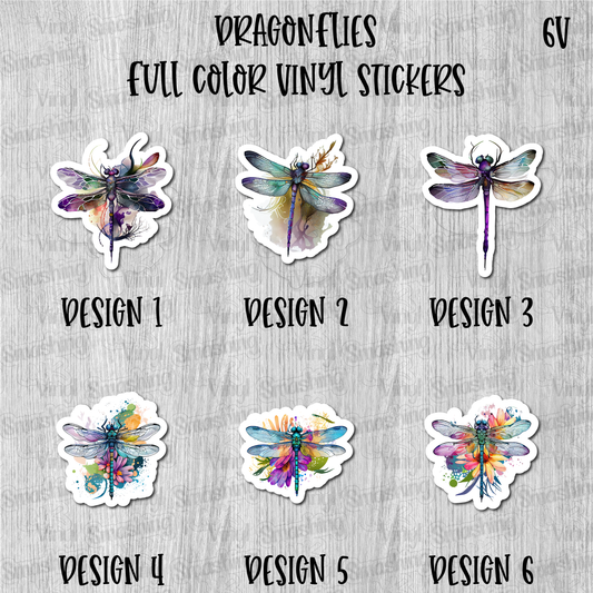Dragonflies - Full Color Vinyl Stickers (SHIPS IN 3-7 BUS DAYS)