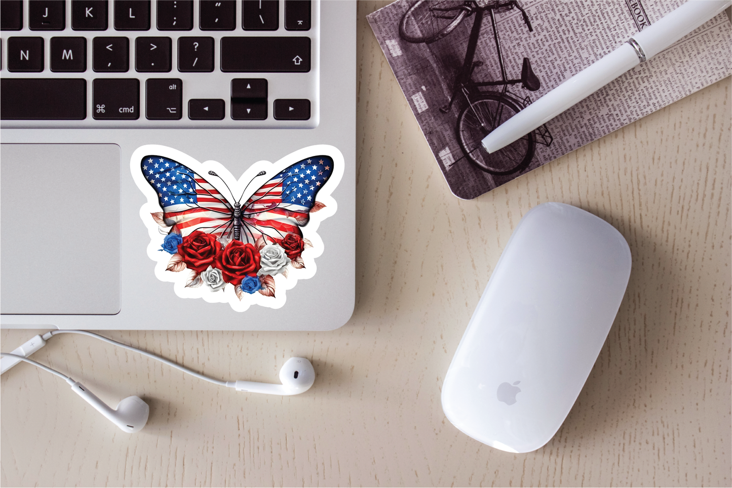 Patriotic Butterflies - Full Color Vinyl Stickers (SHIPS IN 3-7 BUS DAYS)