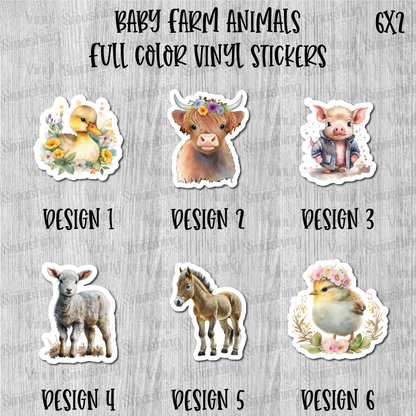 Baby Farm Animals - Full Color Vinyl Stickers (SHIPS IN 3-7 BUS DAYS)