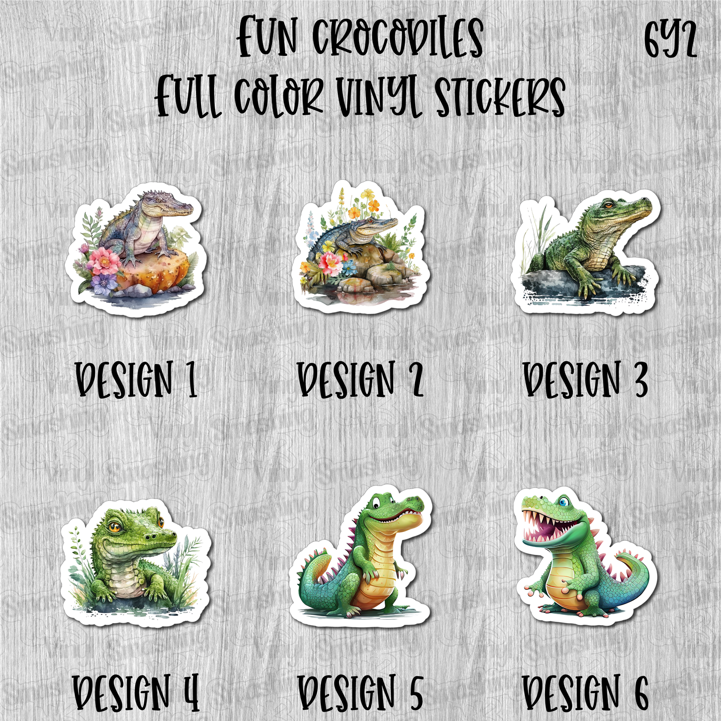 Fun Crocodiles - Full Color Vinyl Stickers (SHIPS IN 3-7 BUS DAYS)