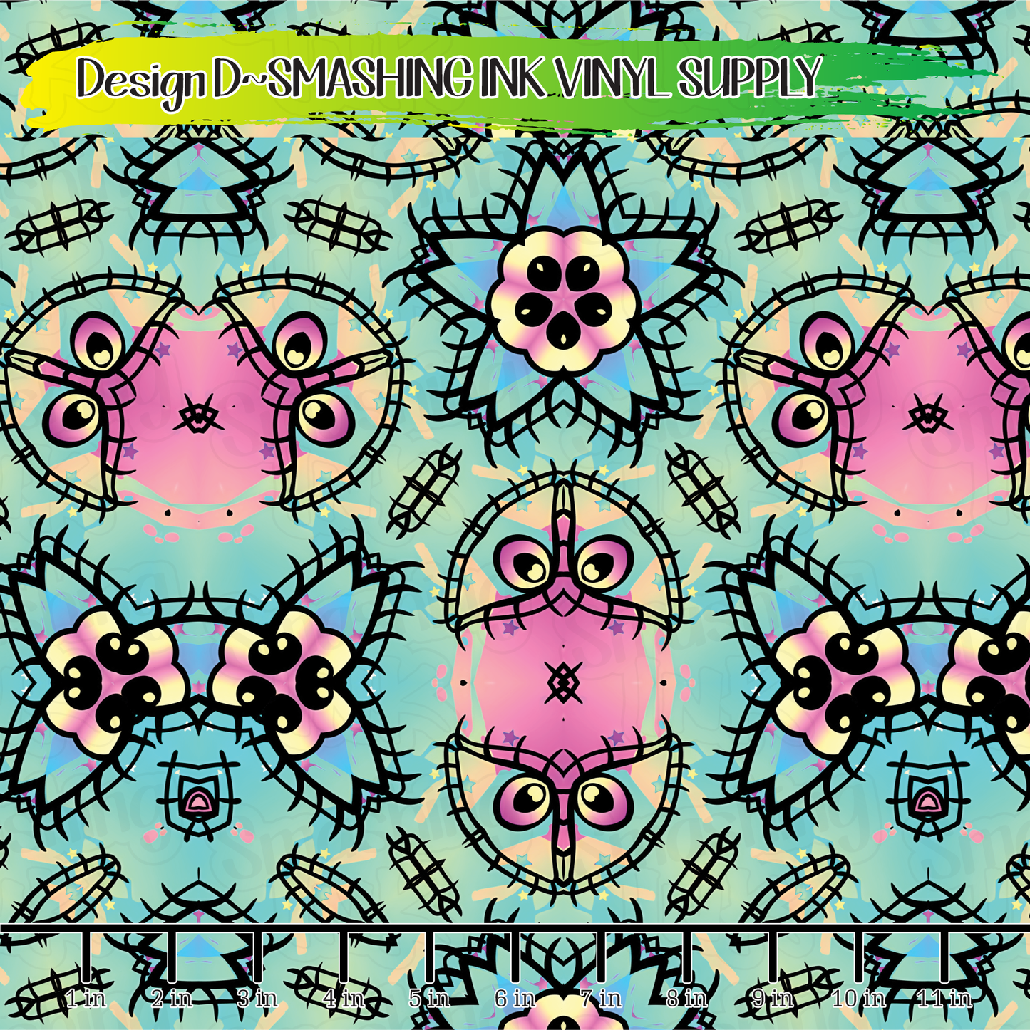 Pastel Goth Mandala ★ Printed Vinyl Sheets | Faux Leather | Laser Safe