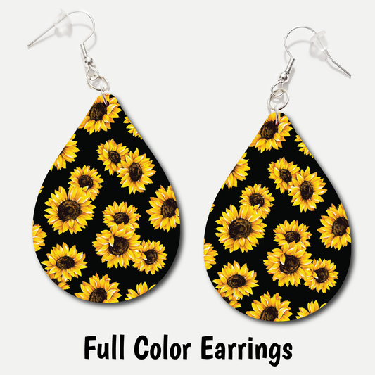 Black Sunflower - Full Color Earrings