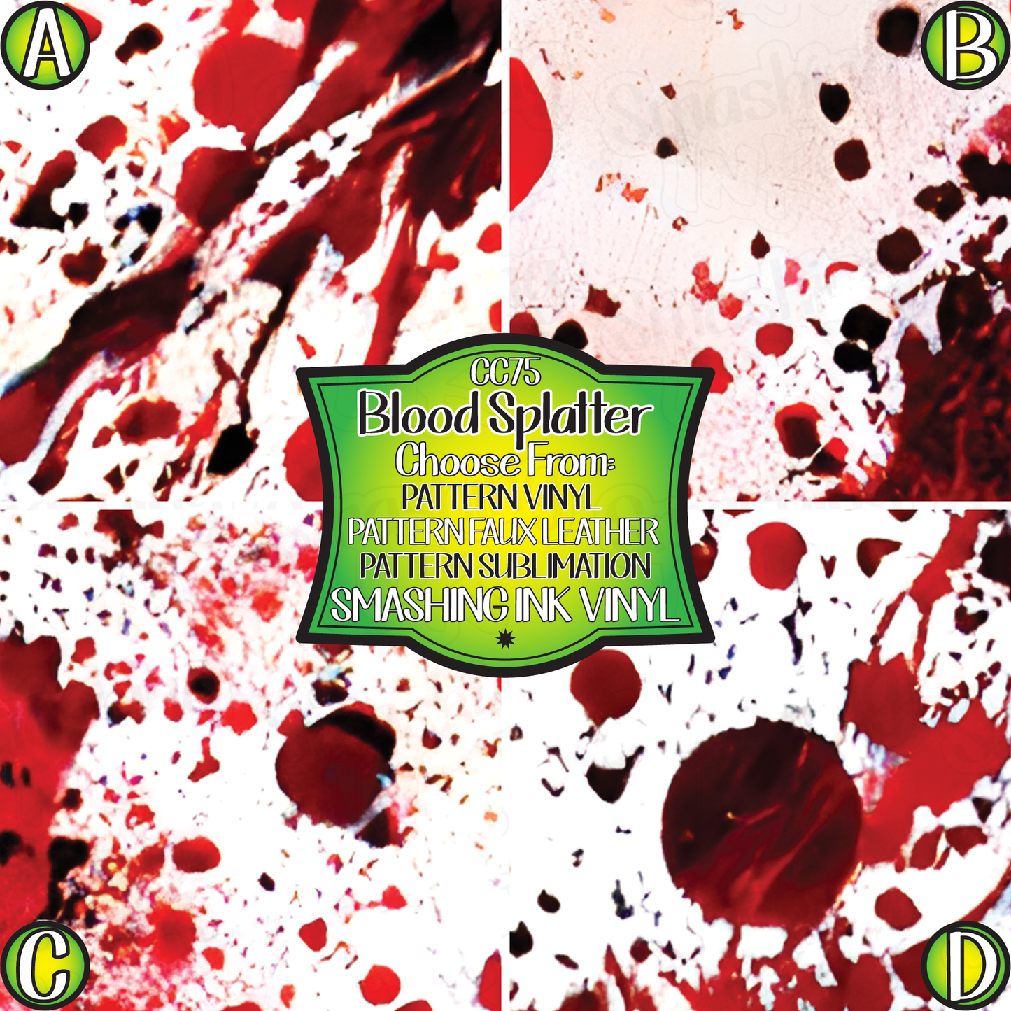 Blood Splatter ★ Printed Vinyl Sheets | Faux Leather | Laser Safe