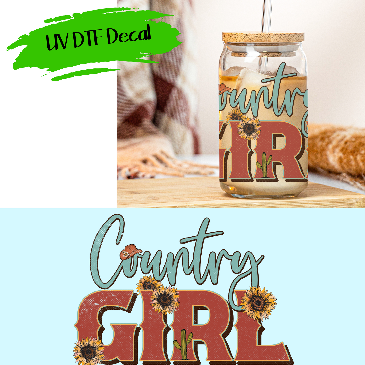 Country Girl - UV DTF Decals (SHIPS IN 3-7 BUS DAYS)
