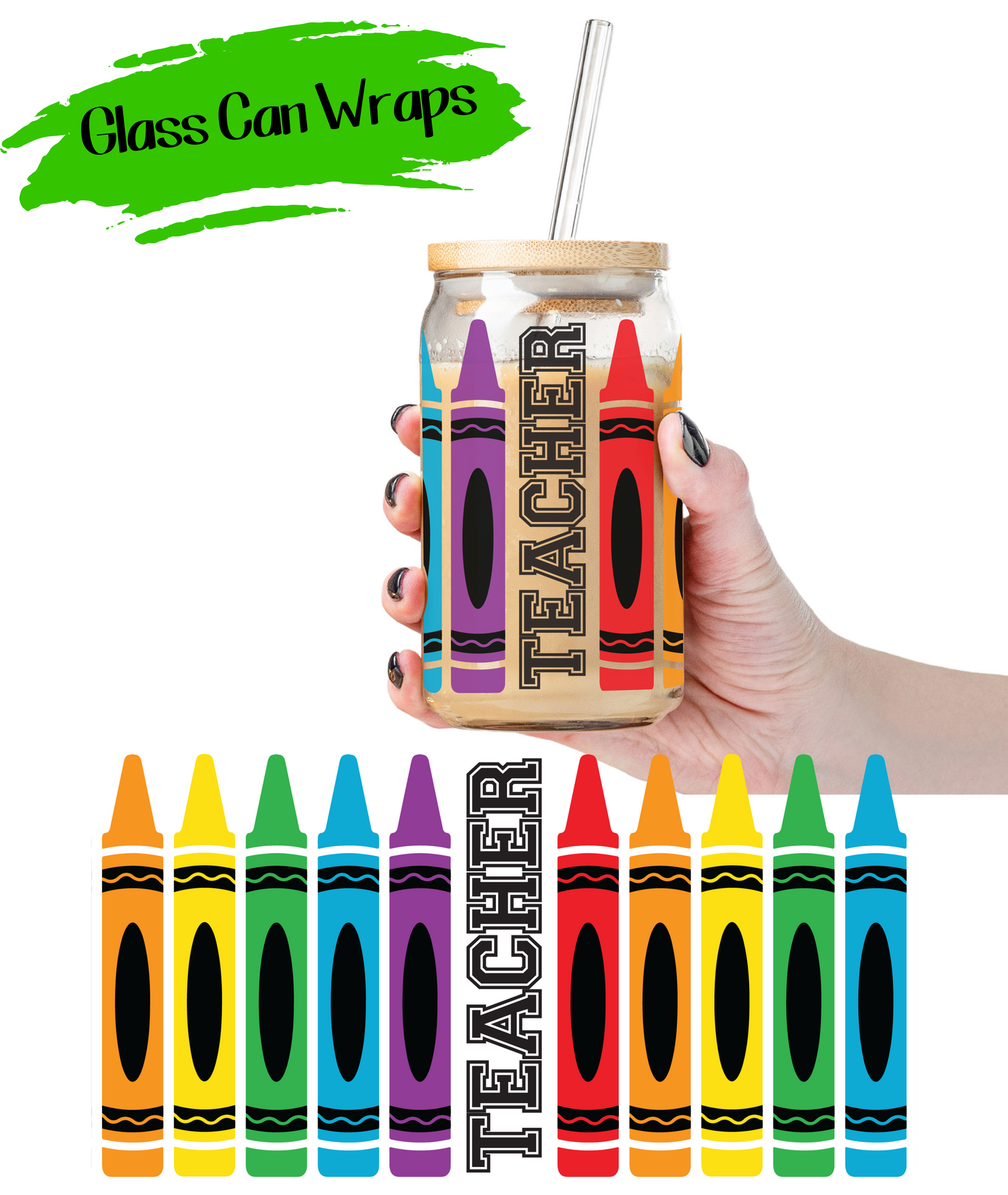 Teacher Crayon - UV DTF | Cup Wrap | 16/20 oz