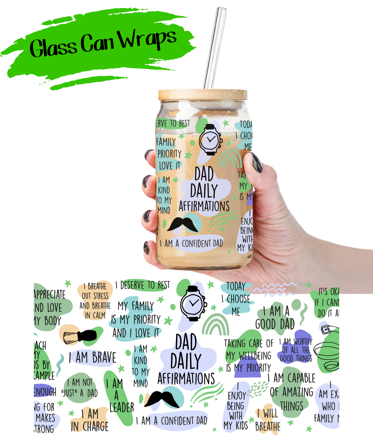 Dad Affirmations - UV DTF | Cup Wrap | 16/20 oz