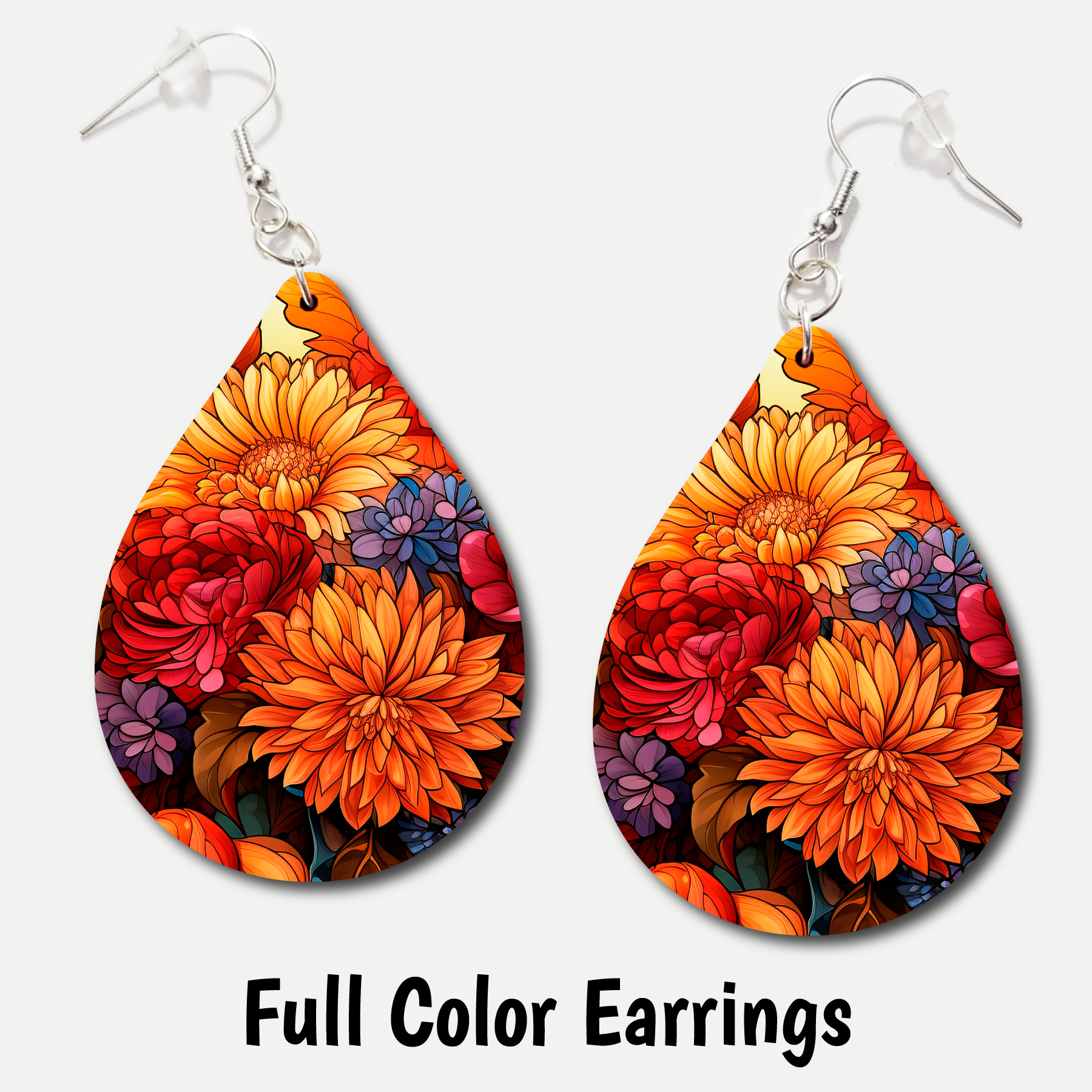 Fall Floral Full Color Earrings