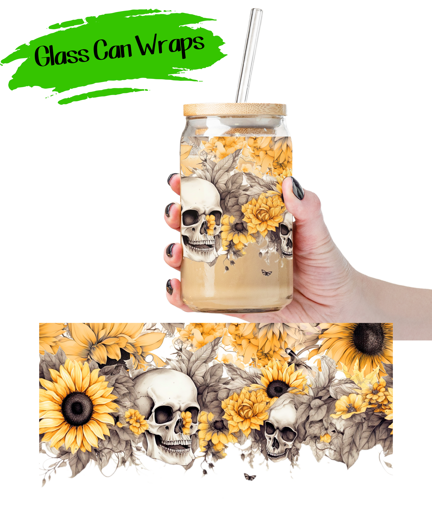 Gothic Sunflower - UV DTF | Cup Wrap | 16/20 oz