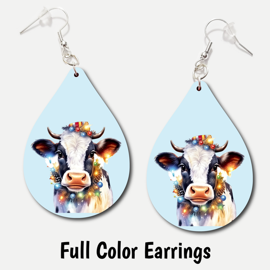 Holiday Cow - Full Color Earrings