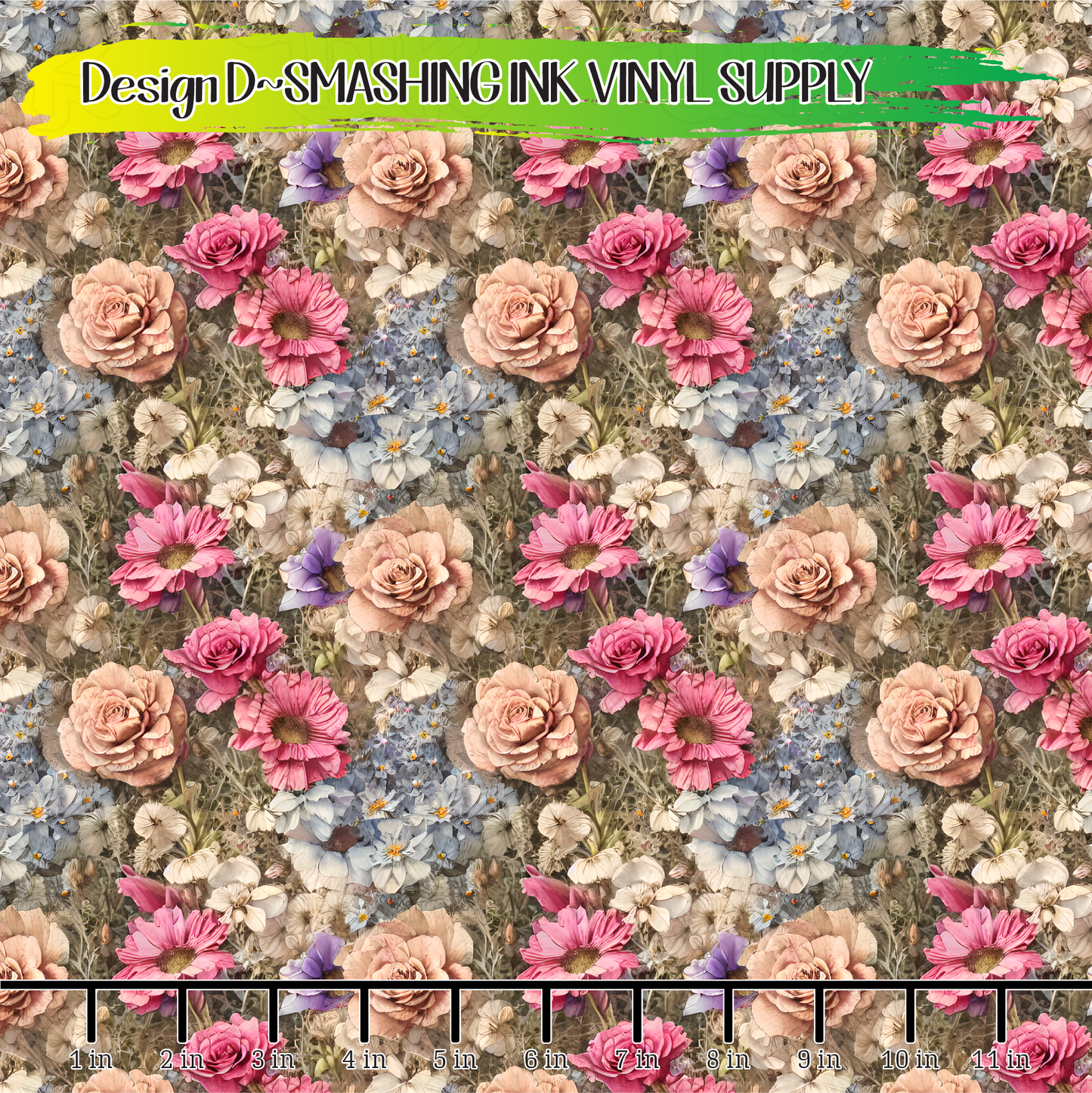 Vintage Flowers ★ Printed Vinyl Sheets | Faux Leather | Laser Safe