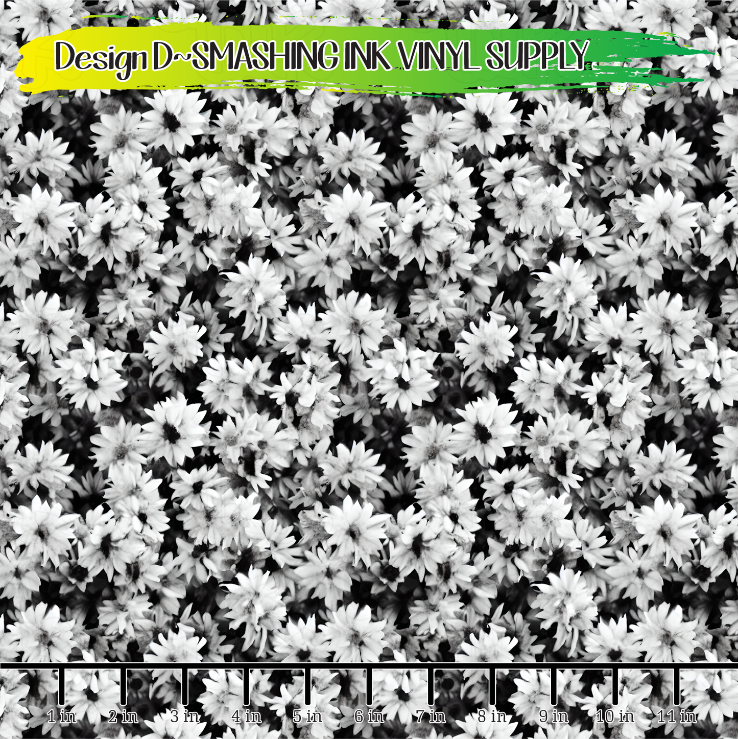Black White Flowers ★ Printed Vinyl Sheets | Faux Leather | Laser Safe