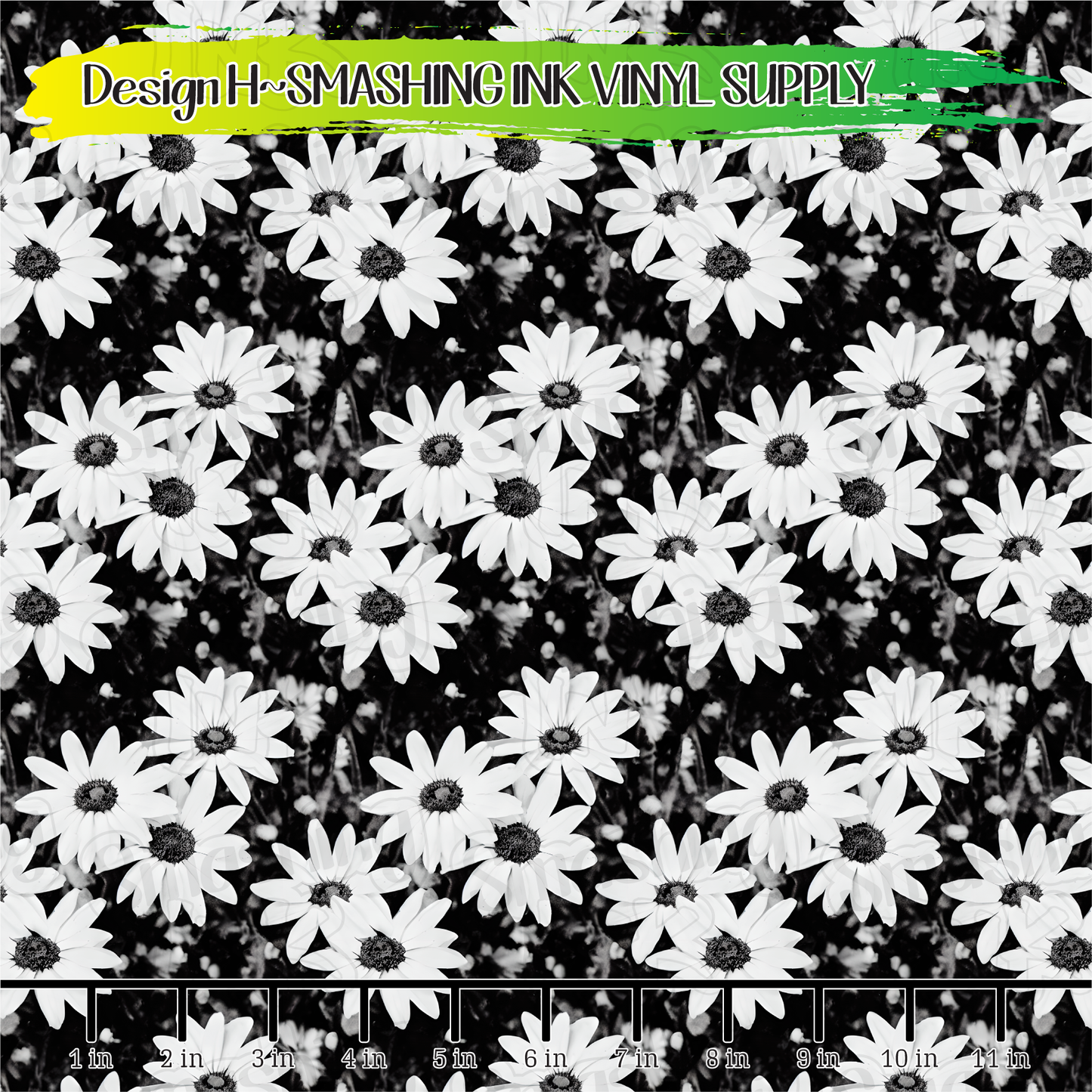 Black White Flowers ★ Printed Vinyl Sheets | Faux Leather | Laser Safe