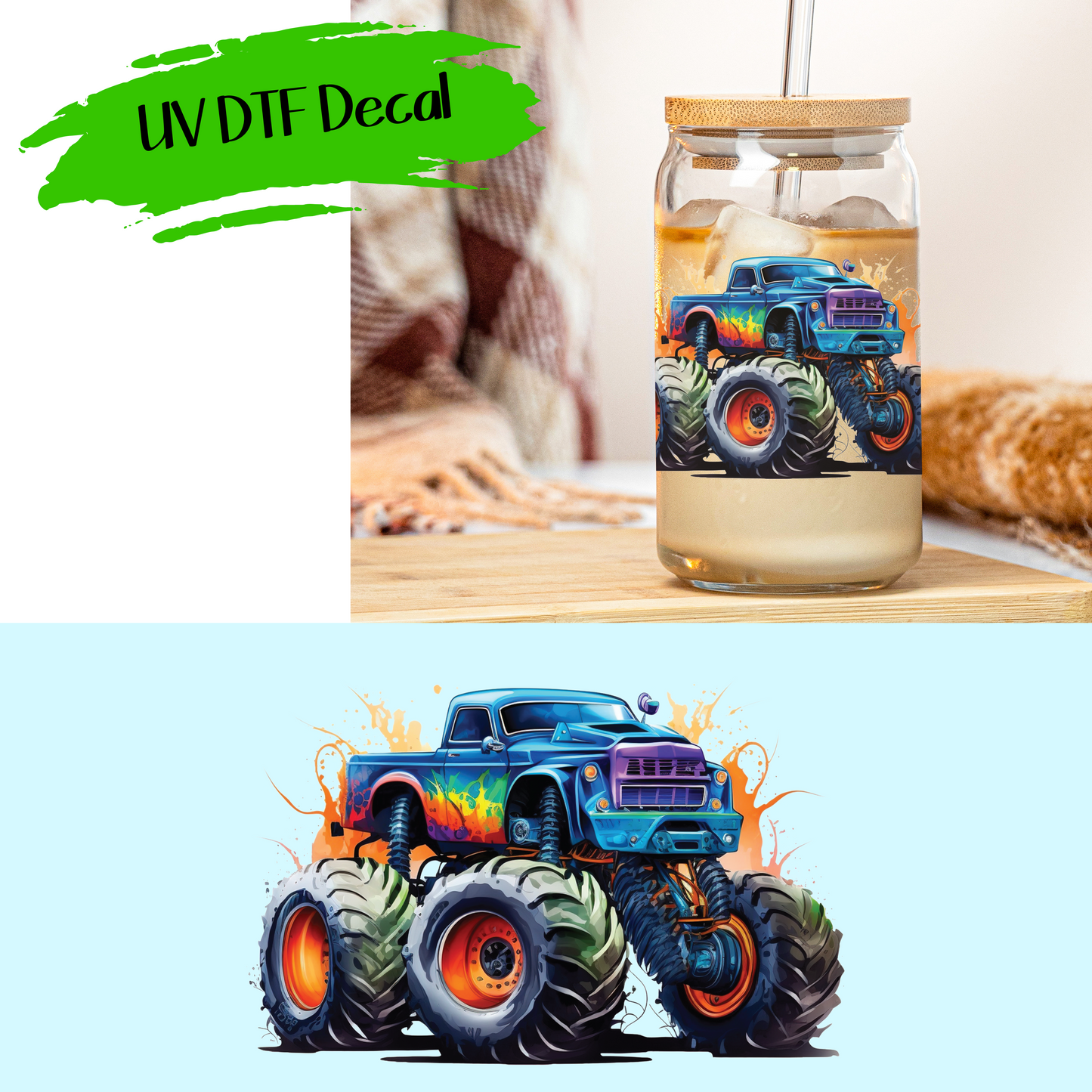 Monster Truck 2 - UV DTF Decals (SHIPS IN 3-7 BUS DAYS)