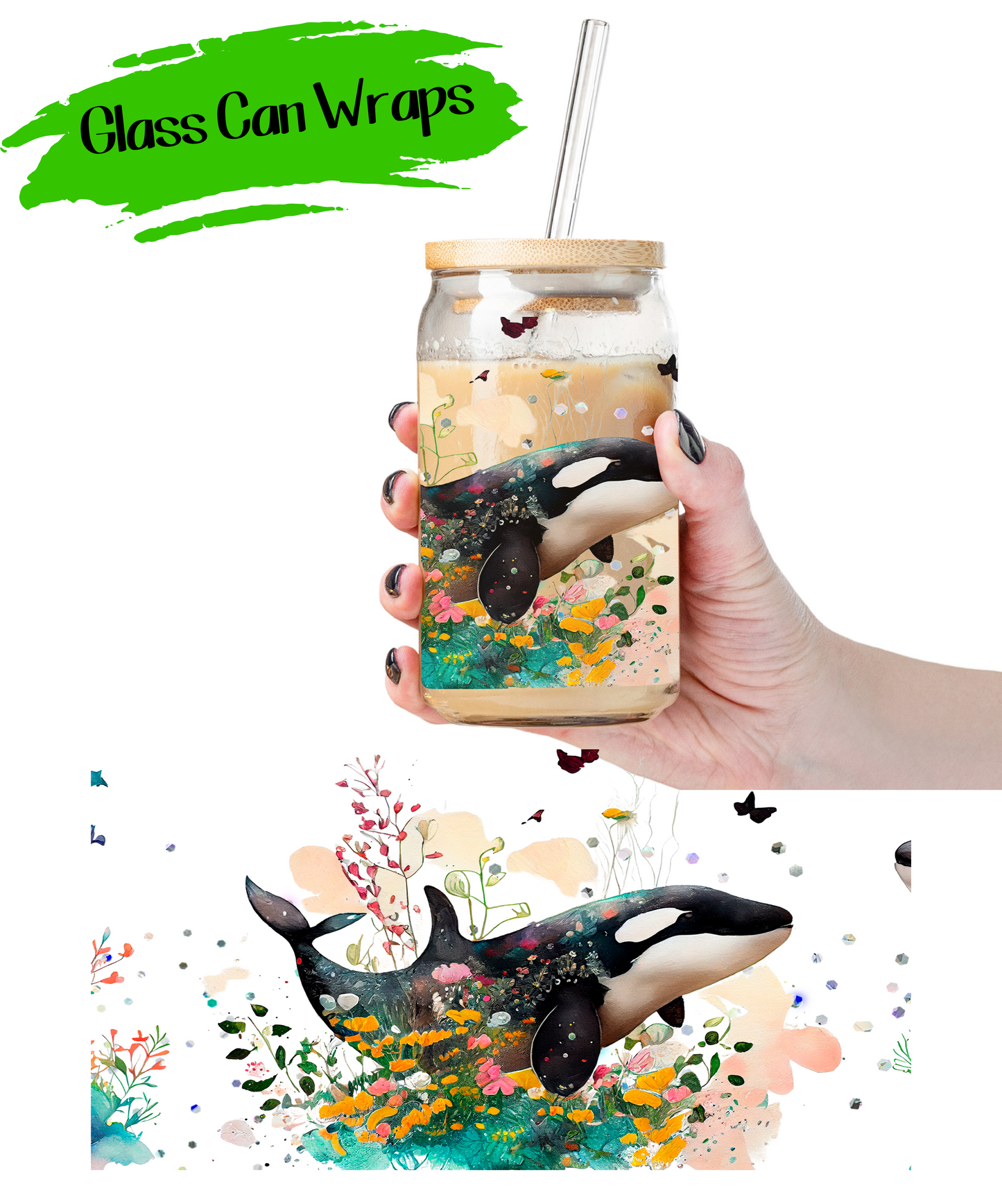 Orca Whale - UV DTF | Cup Wrap | 16/20 oz