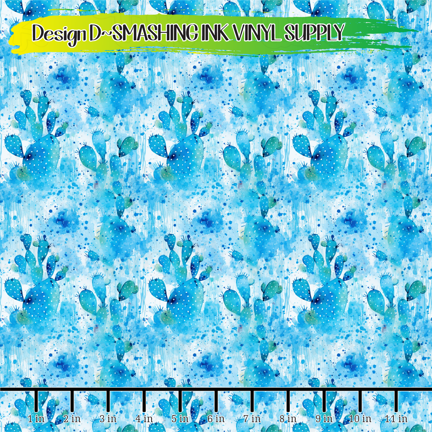 Blue Cactus ★ Printed Vinyl Sheets | Faux Leather | Laser Safe