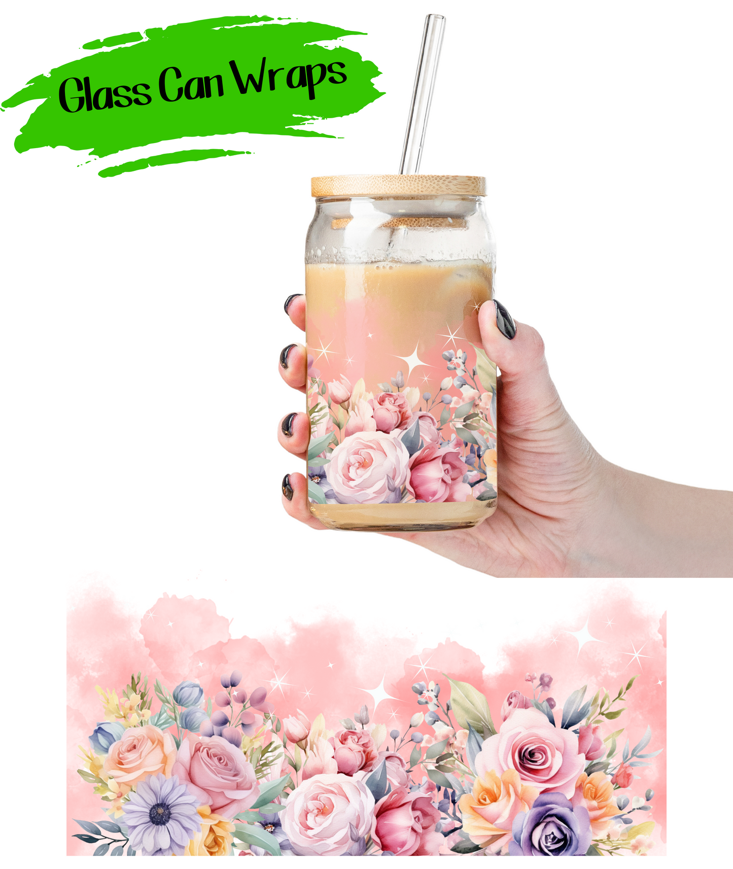 Pastel Roses - UV DTF | Cup Wrap | 16/20 oz