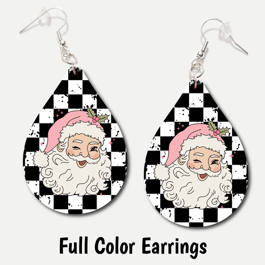 Pink Santa - Full Color Earrings