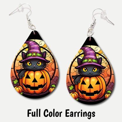 Pumpkin Cat - Full Color Earrings