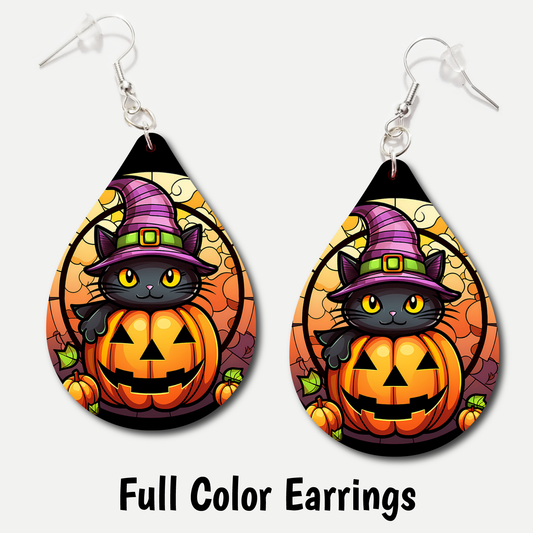 Pumpkin Cat - Full Color Earrings