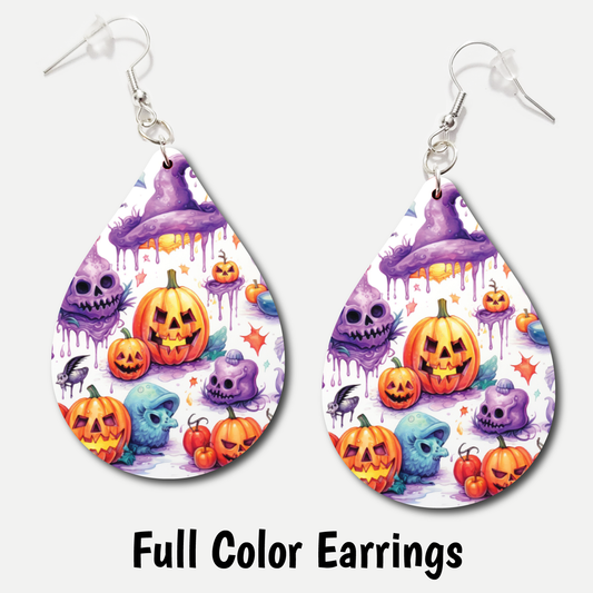 Purple Halloween - Full Color Earrings
