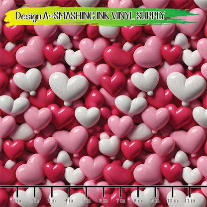 3D Hearts ★ Pattern Vinyl | Faux Leather | Sublimation (TAT 3 BUS DAYS)