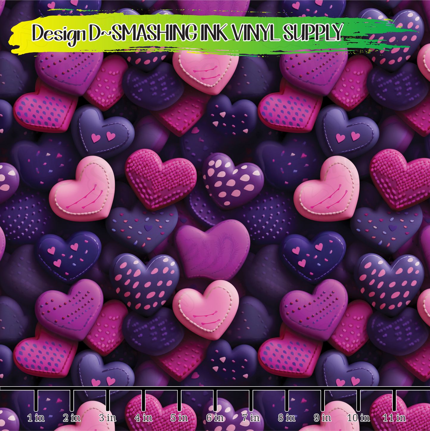 3D Hearts ★ Printed Vinyl Sheets | Faux Leather | Laser Safe