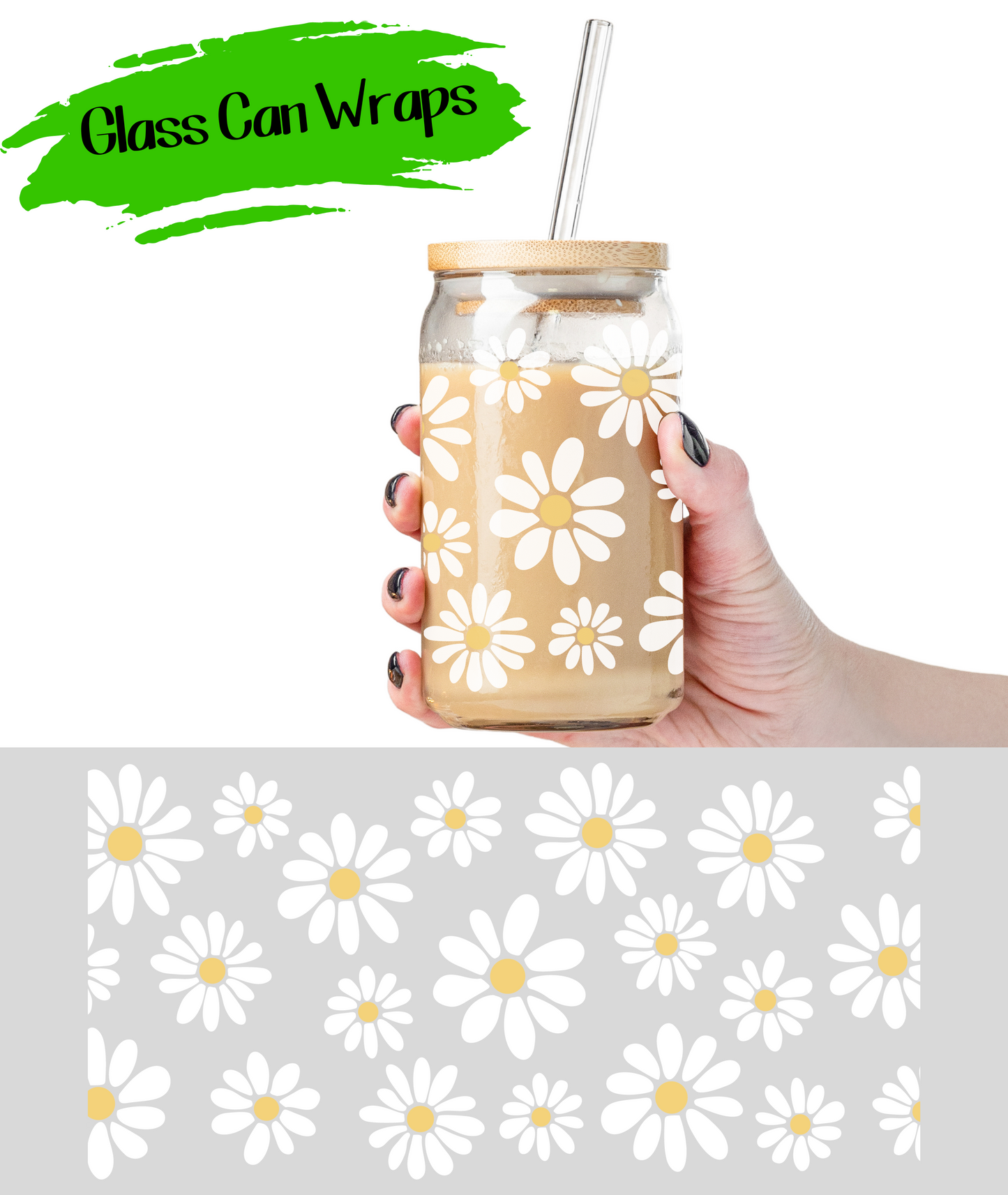 Retro Daisies - UV DTF | Cup Wrap | 16/20 oz