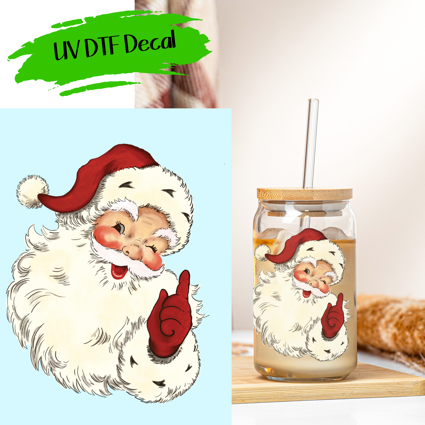 Vintage Santa 5 - UV DTF Decals (SHIPS IN 3-7 BUS DAYS)