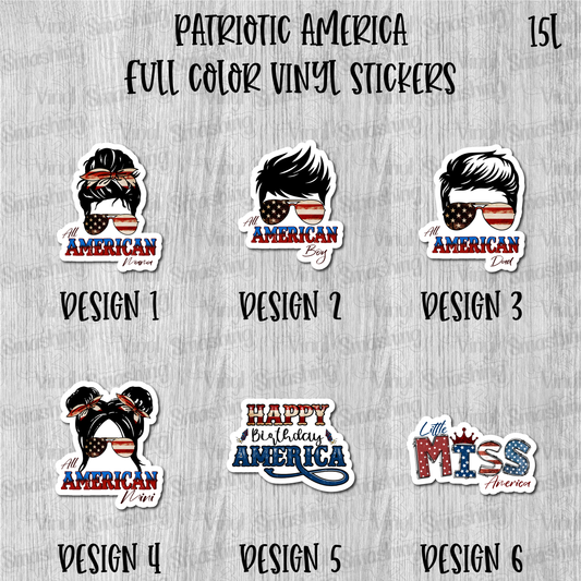 Patriotic America - Full Color Vinyl Stickers (SHIPS IN 3-7 BUS DAYS)