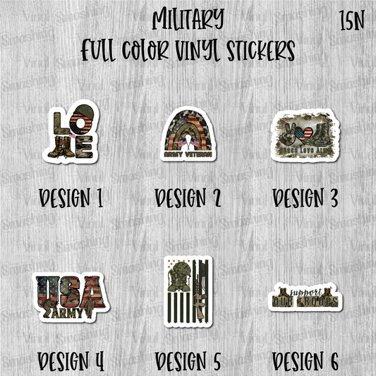 Military - Full Color Vinyl Stickers (SHIPS IN 3-7 BUS DAYS)