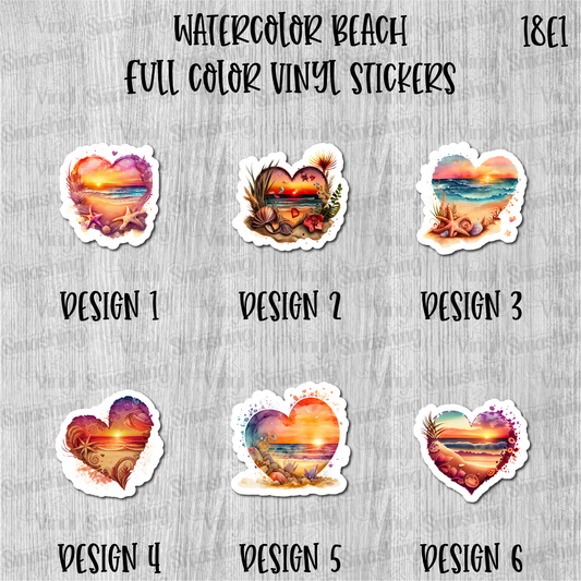 Watercolor Beach - Full Color Vinyl Stickers (SHIPS IN 3-7 BUS DAYS)