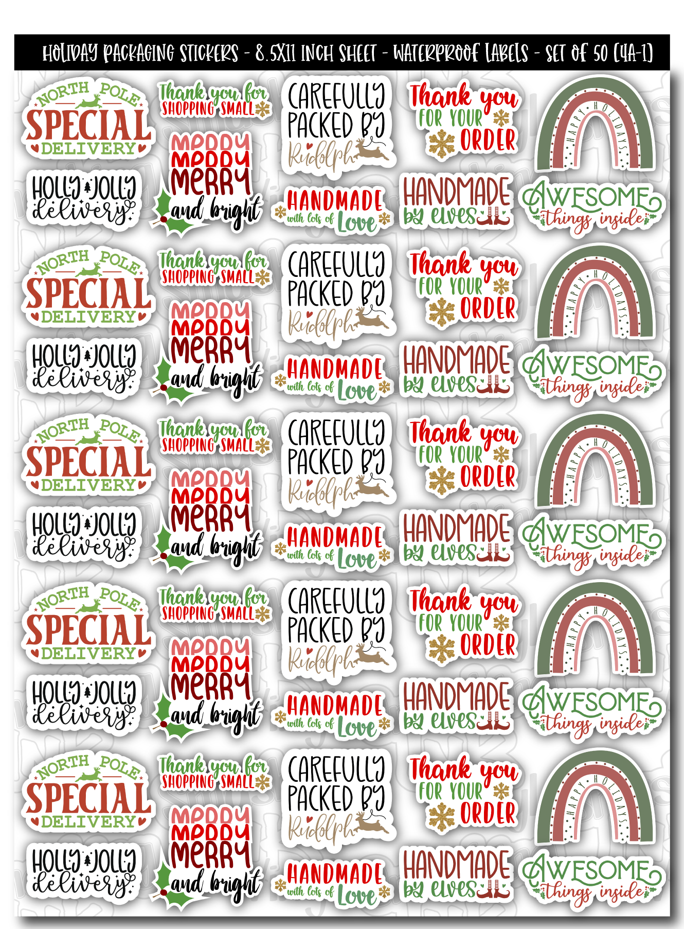 Holiday Themed - Packaging Labels (SHIPS IN 3-7 BUS DAYS)