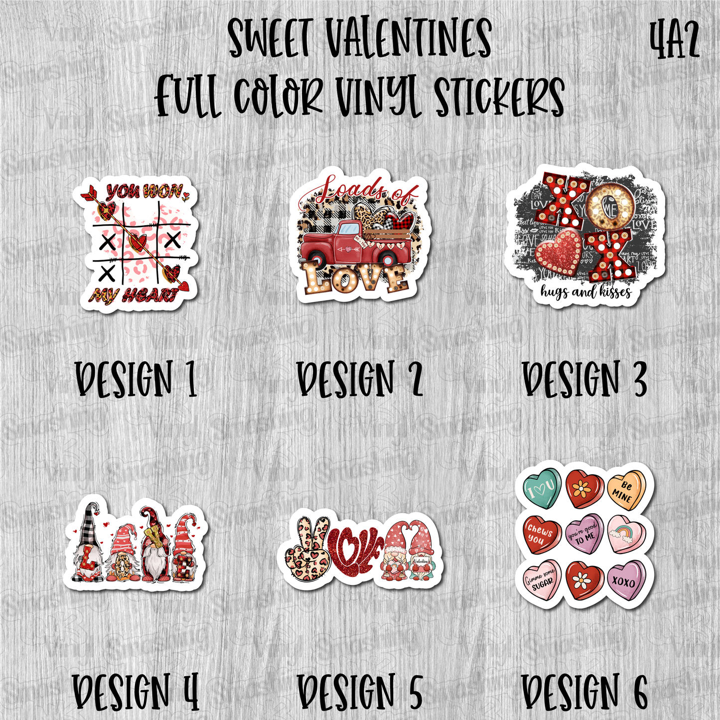 Sweet Valentines - Full Color Vinyl Stickers (SHIPS IN 3-7 BUS DAYS)