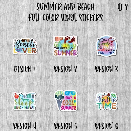 Summer and Beach - Full Color Vinyl Stickers (SHIPS IN 3-7 BUS DAYS)