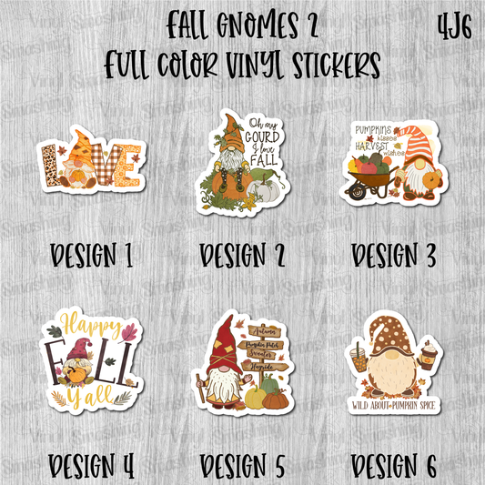 Fall Gnomes 2 - Full Color Vinyl Stickers (SHIPS IN 3-7 BUS DAYS)