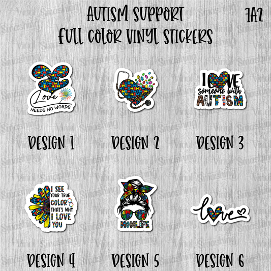 Austism Support - Full Color Vinyl Stickers (SHIPS IN 3-7 BUS DAYS)