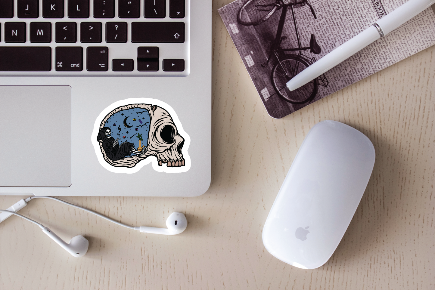 Gothic Smoking Weed 1 - Full Color Vinyl Stickers (SHIPS IN 3-7 BUS DAYS)