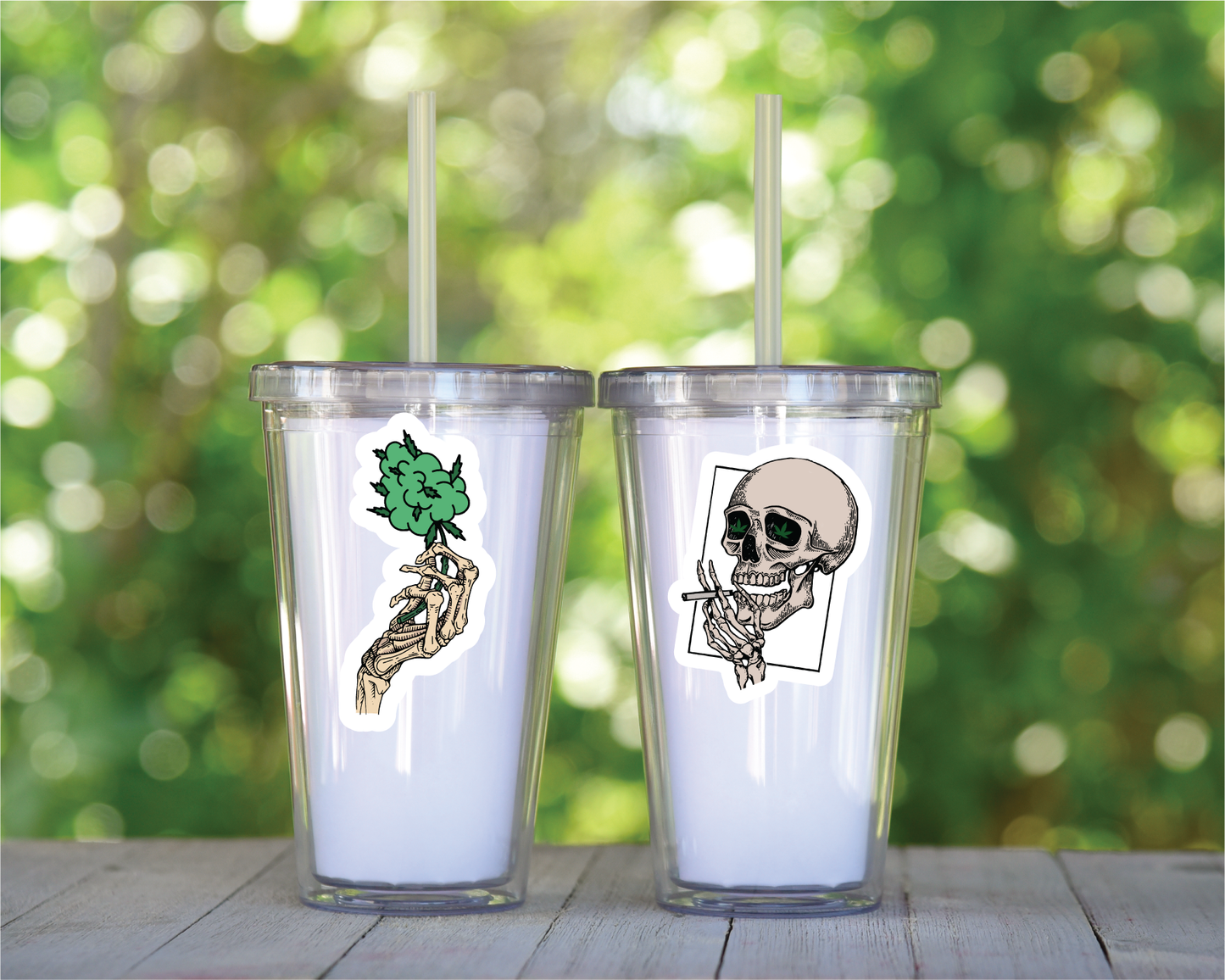 Gothic Smoking Weed 1 - Full Color Vinyl Stickers (SHIPS IN 3-7 BUS DAYS)