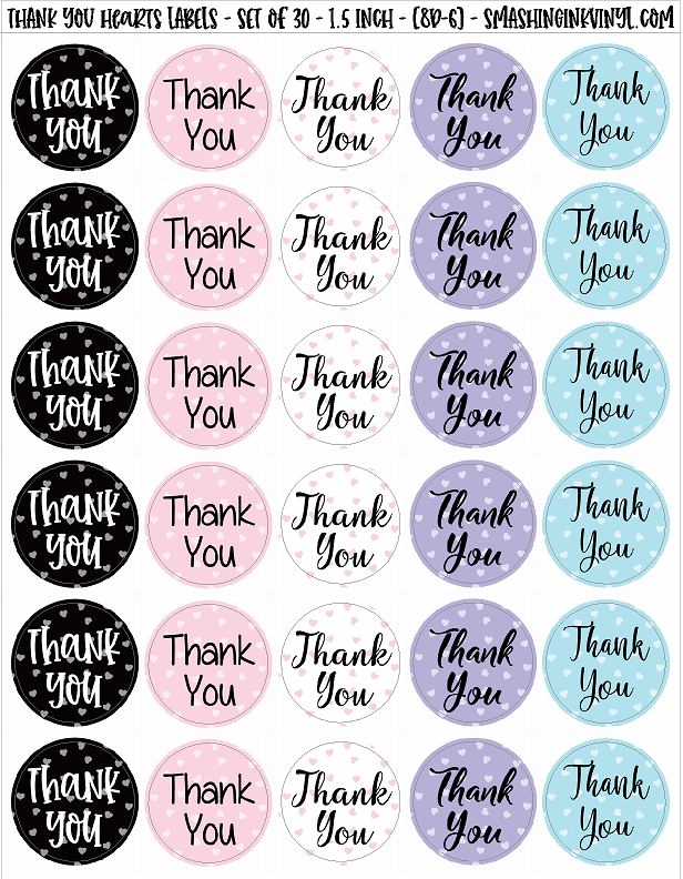 Thank You Hearts - Packaging Labels (SHIPS IN 3-7 BUS DAYS)
