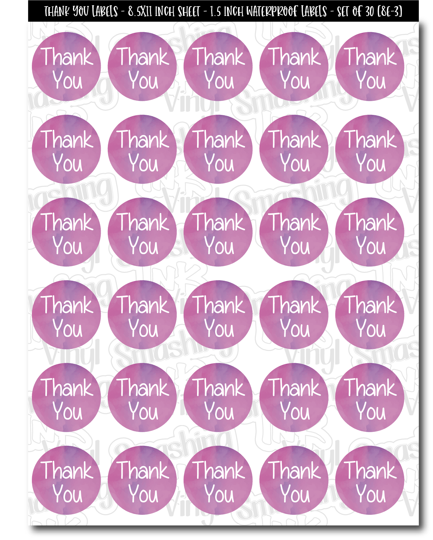 Pink Thank You - Packaging Labels (SHIPS IN 3-7 BUS DAYS)
