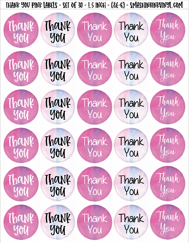 Pink Thank You - Packaging Labels (SHIPS IN 3-7 BUS DAYS)