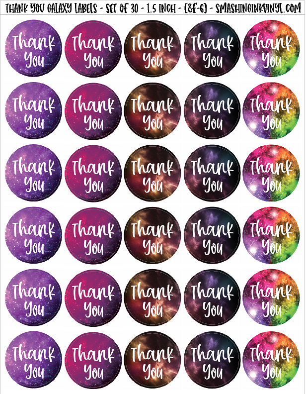 Galaxy Thank You - Packaging Labels (SHIPS IN 3-7 BUS DAYS)