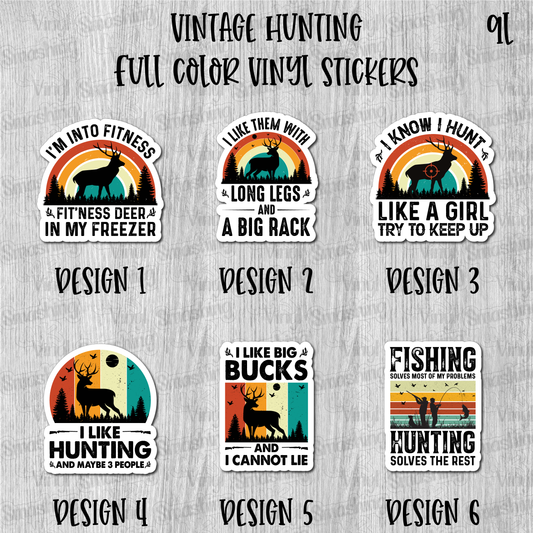 Vintage Hunting - Full Color Vinyl Stickers (SHIPS IN 3-7 BUS DAYS)