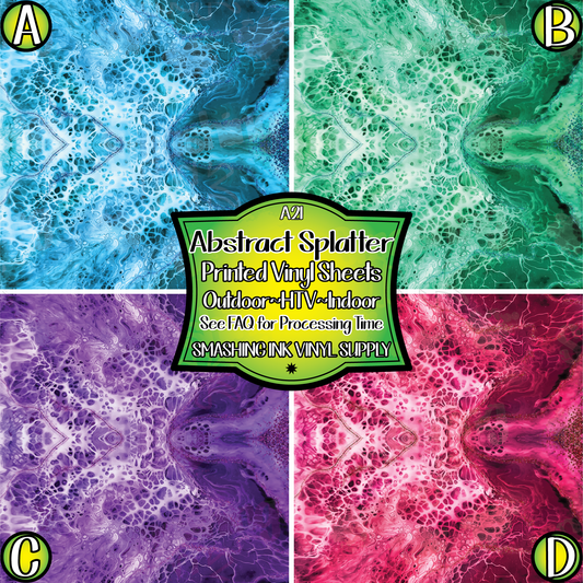 Abstract Splatter ★ Printed Sheets | Faux Leather | Laser Safe